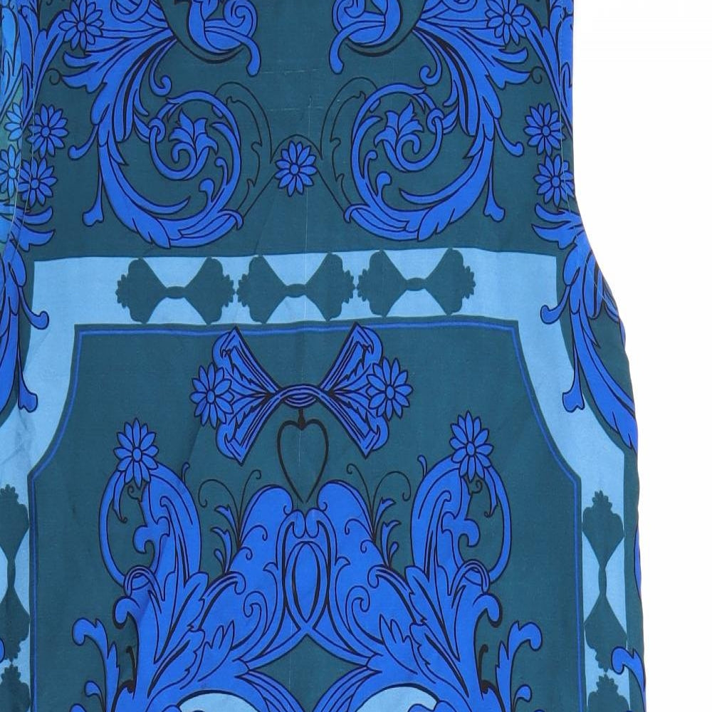 Yumi Womens Blue Geometric  T-Shirt Dress  Size 12