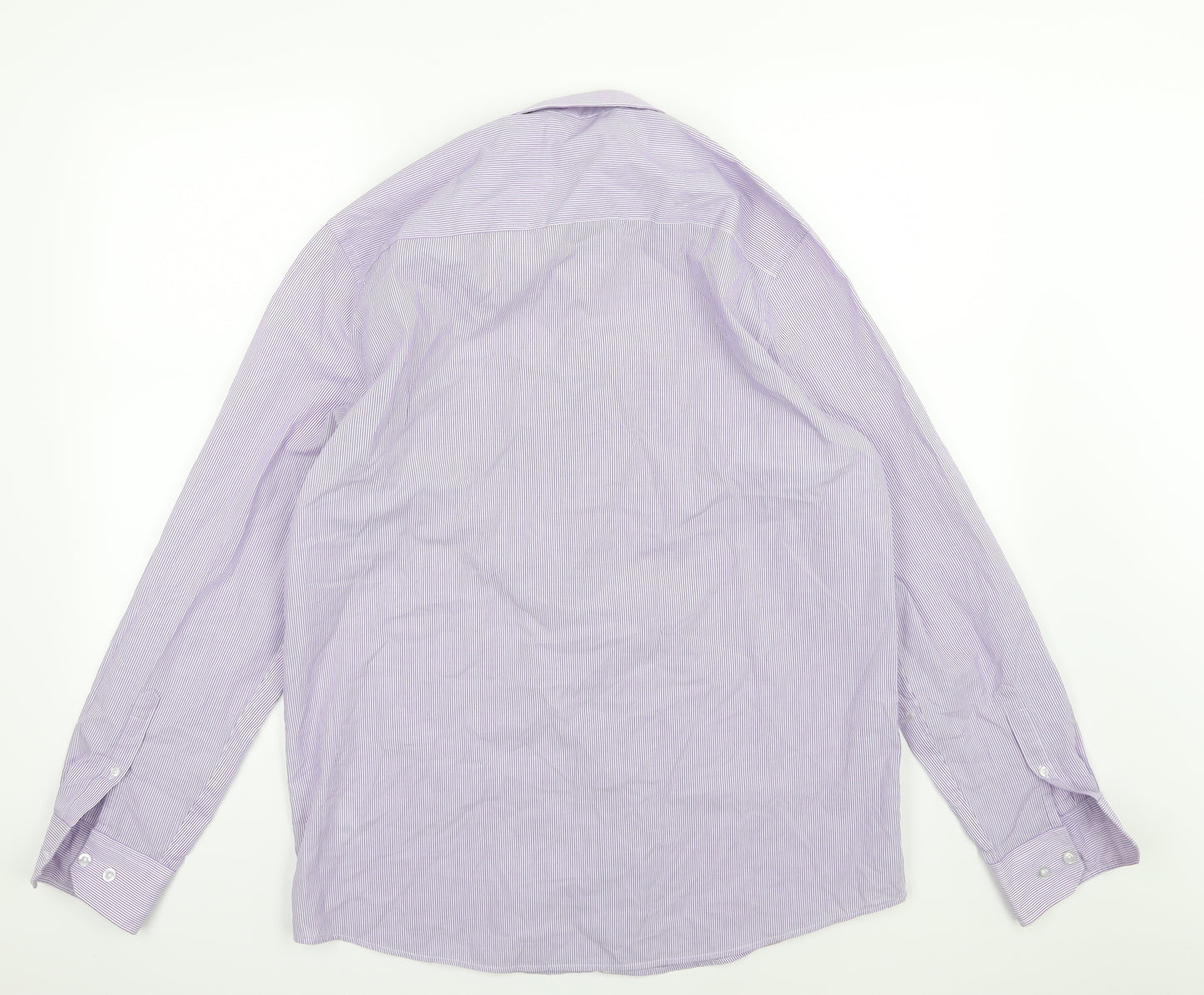 F&F Mens Purple Striped Woven  Dress Shirt Size 15.5