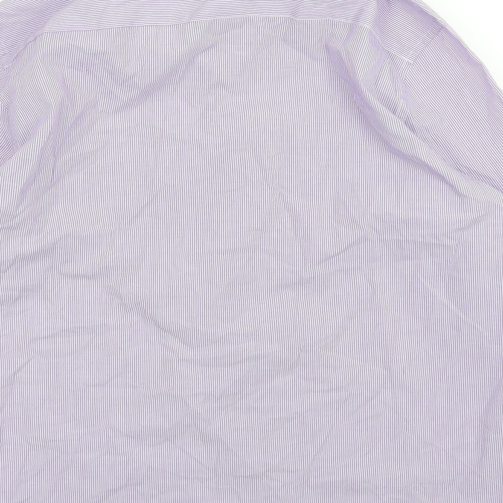 F&F Mens Purple Striped Woven  Dress Shirt Size 15.5