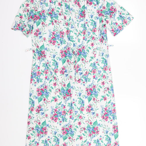 Debenhams Womens White Floral Chiffon A-Line  Size 16