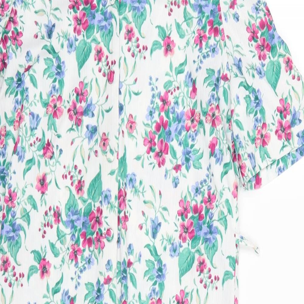 Debenhams Womens White Floral Chiffon A-Line  Size 16