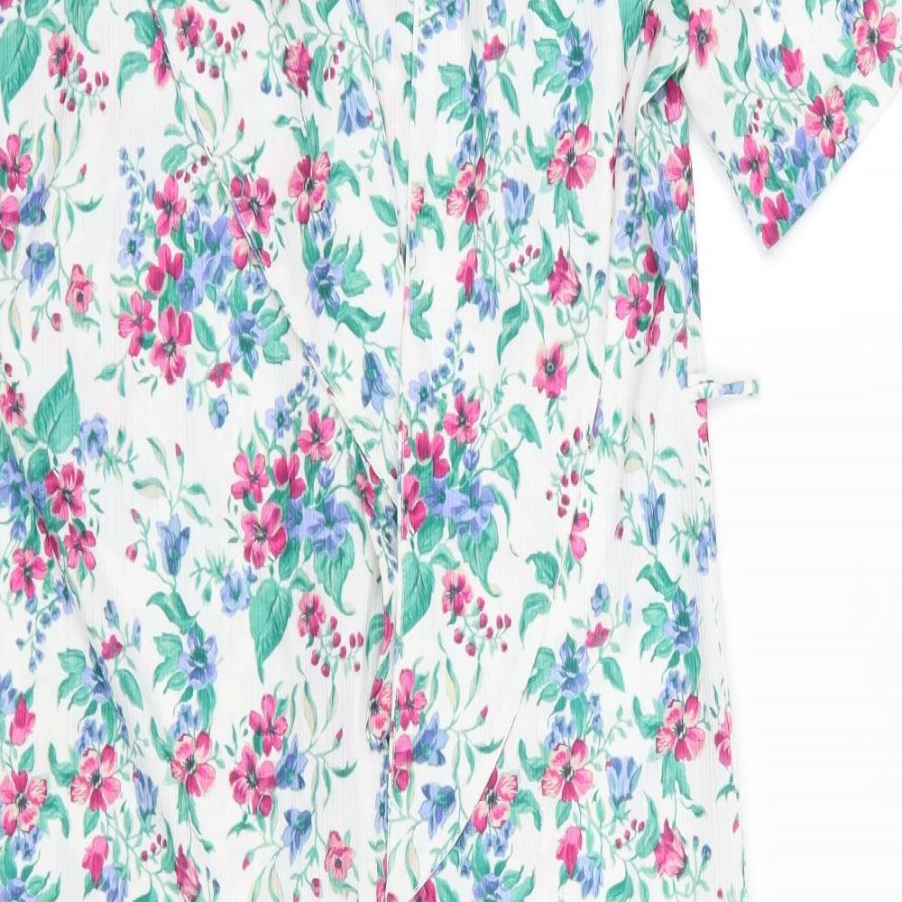 Debenhams Womens White Floral Chiffon A-Line  Size 16