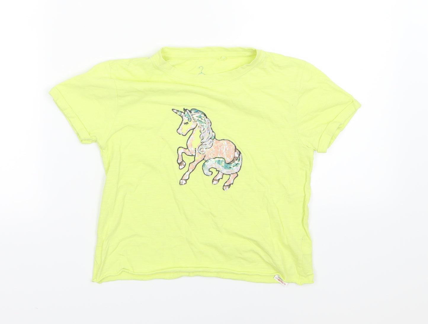 NEXT Girls Yellow  Jersey Basic T-Shirt Size 6 Years  - unicorn