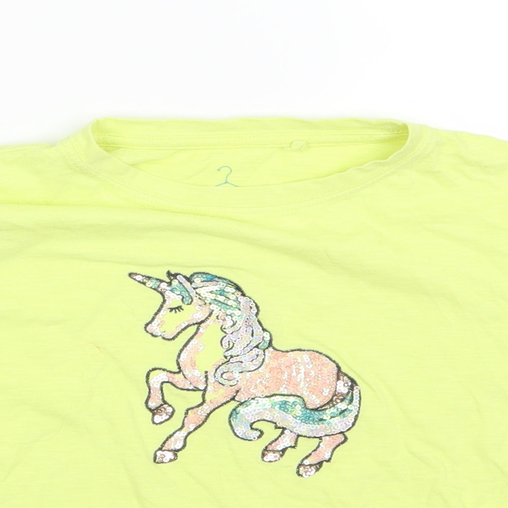 NEXT Girls Yellow  Jersey Basic T-Shirt Size 6 Years  - unicorn