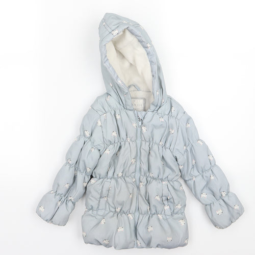 Matalan Girls Grey   Basic Coat Cape Size 2-3 Years  - Cat print