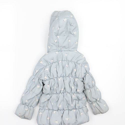 Matalan Girls Grey   Basic Coat Cape Size 2-3 Years  - Cat print