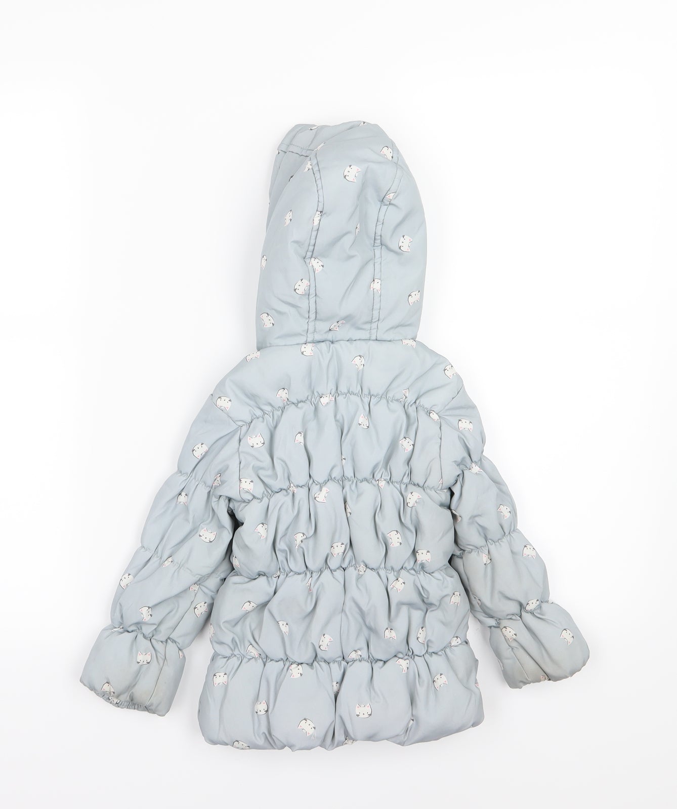 Matalan Girls Grey   Basic Coat Cape Size 2-3 Years  - Cat print