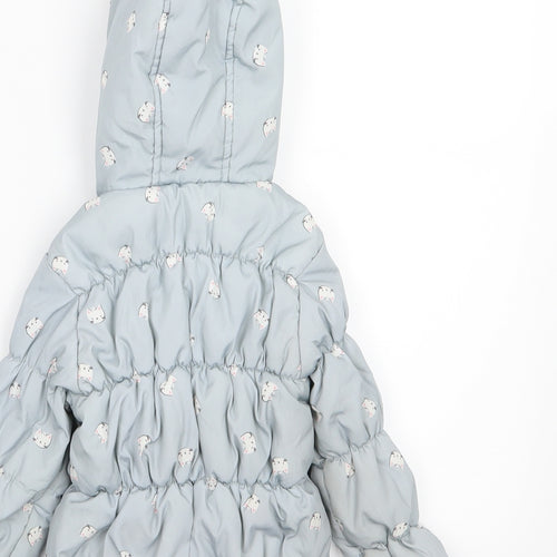 Matalan Girls Grey   Basic Coat Cape Size 2-3 Years  - Cat print