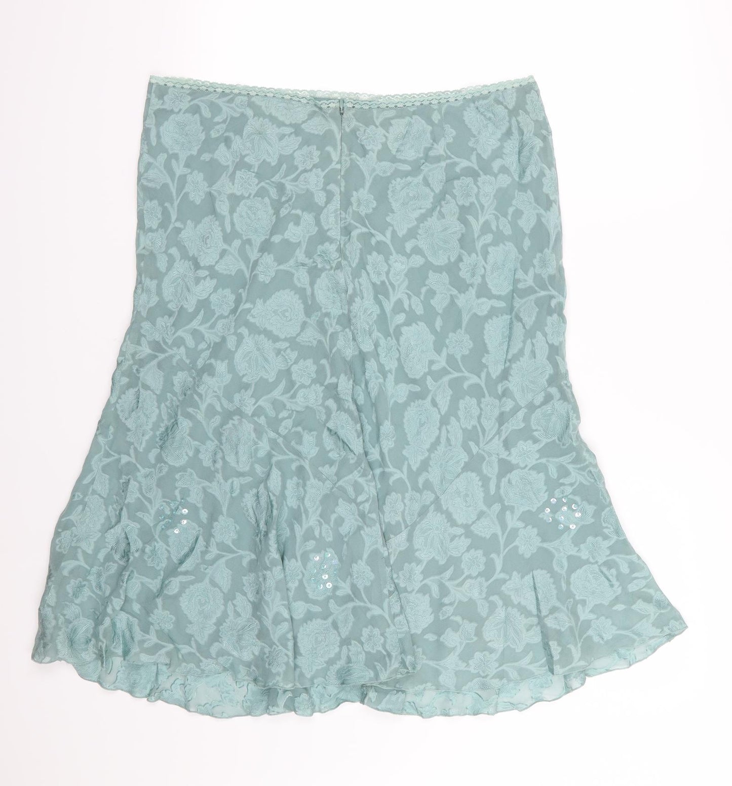 Marks and Spencer Womens Blue Floral Chiffon A-Line Skirt Size 18