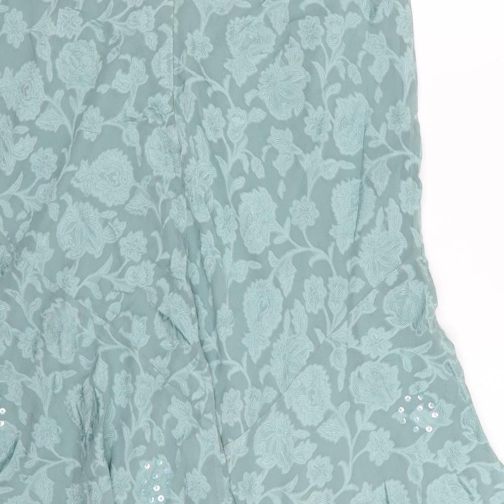 Marks and Spencer Womens Blue Floral Chiffon A-Line Skirt Size 18