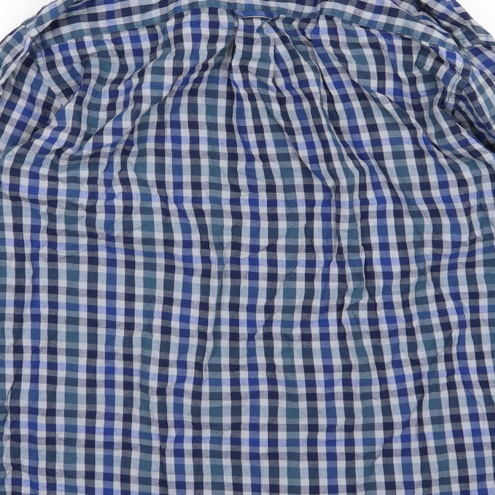EWM Mens Blue Striped Woven  Button-Up Size M