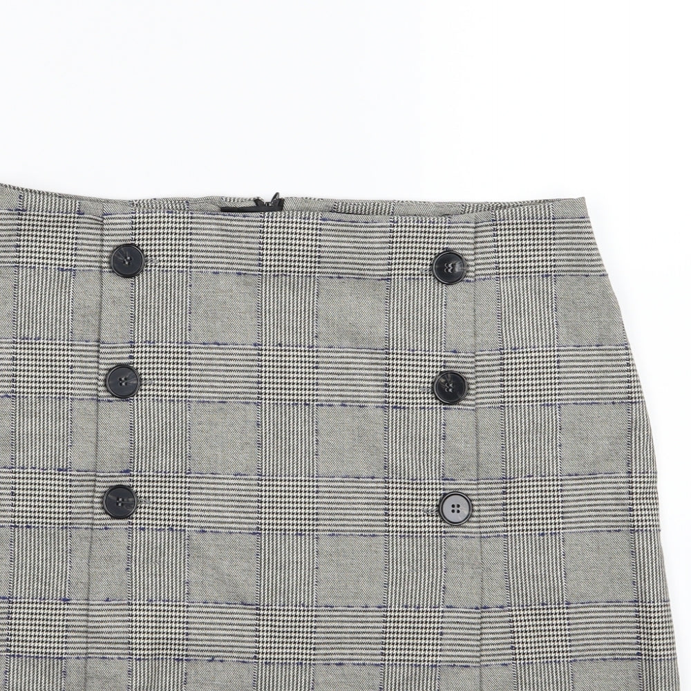 Marks and Spencer Womens Grey Striped  A-Line Skirt Size 12