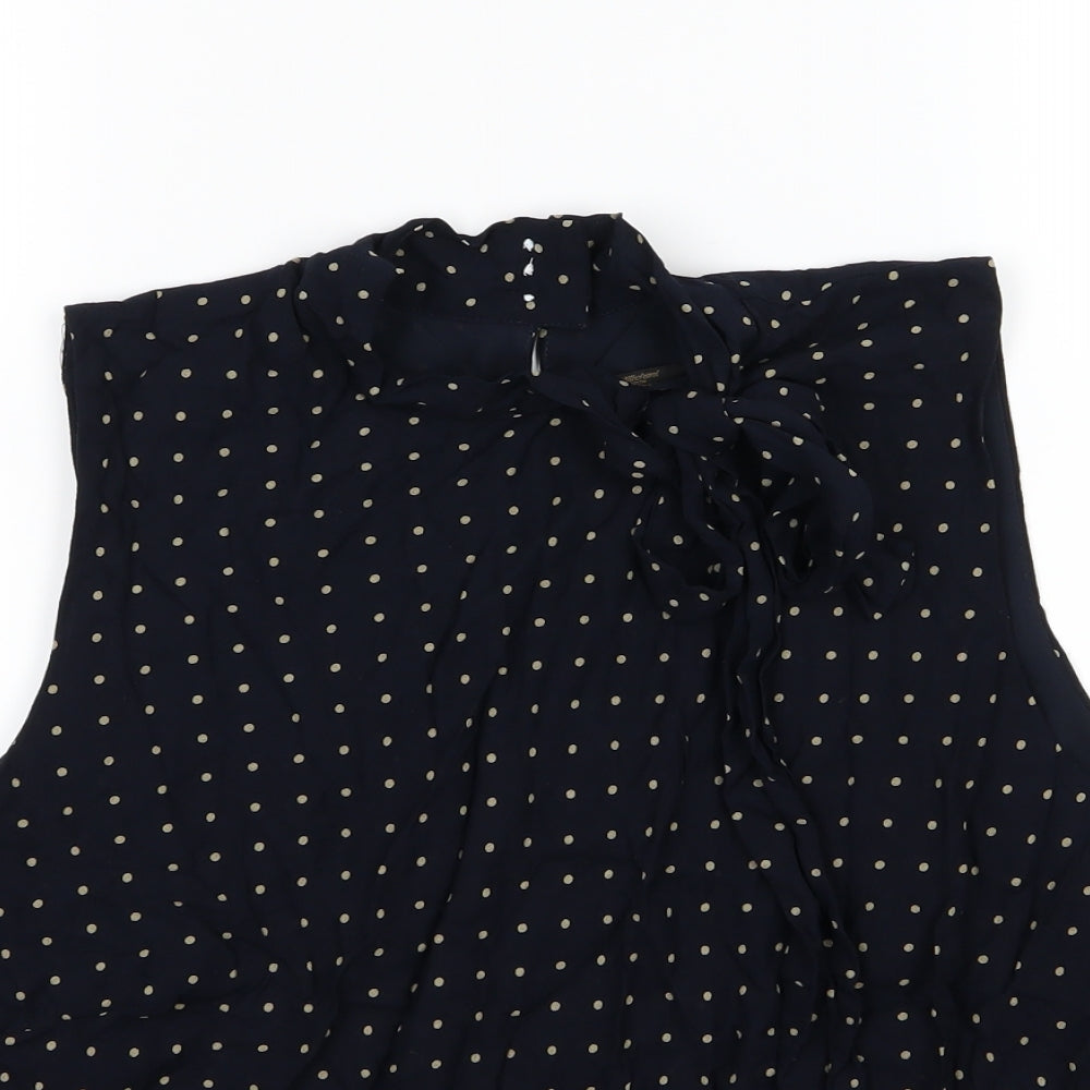 Marks and Spencer Womens Blue Polka Dot Chiffon Basic Blouse Size 20
