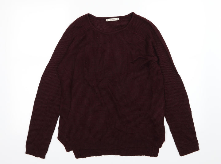 Pull&Bear Womens Red Knit Pullover Jumper Size M