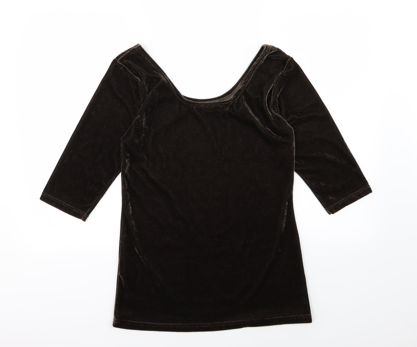 OKAY Womens Brown  Velour Basic T-Shirt Size 12