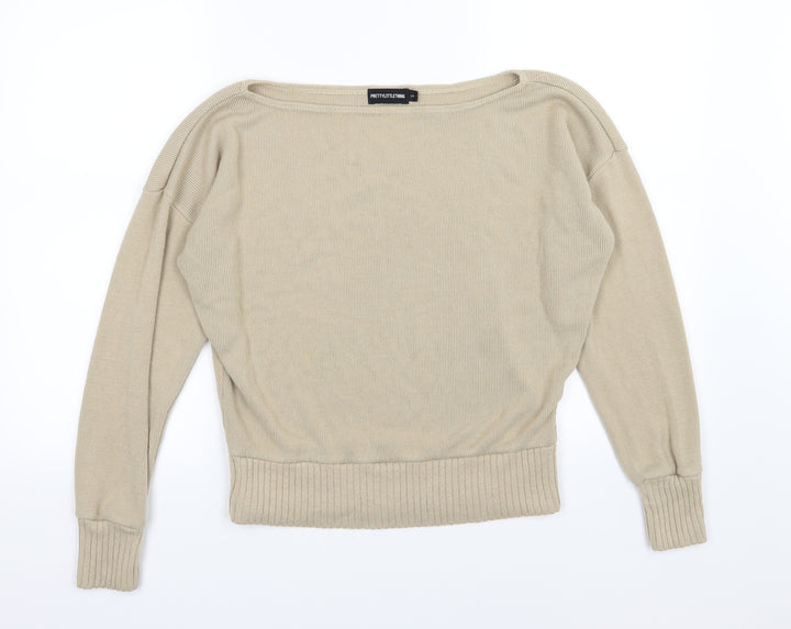 PRETTYLITTLETHING Womens Beige Knit Pullover Jumper Size S