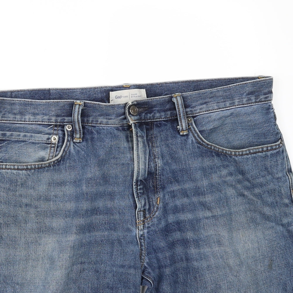 Gap Mens Blue  Denim Biker Shorts Size 34 - Customised Cropped