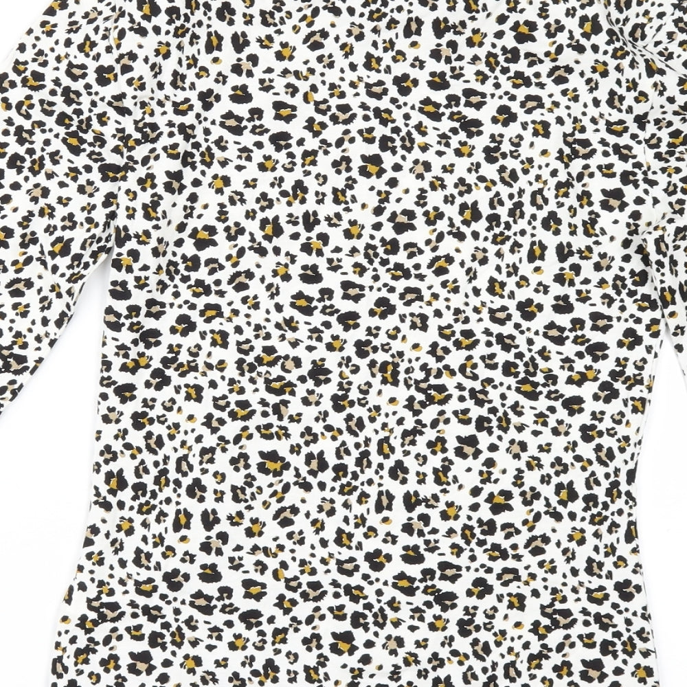 Marks and Spencer Womens White Animal Print  Basic T-Shirt Size 6