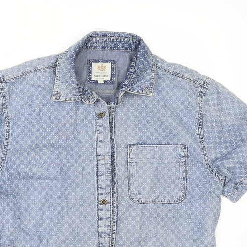 River Island Mens Blue  Denim  Button-Up Size S