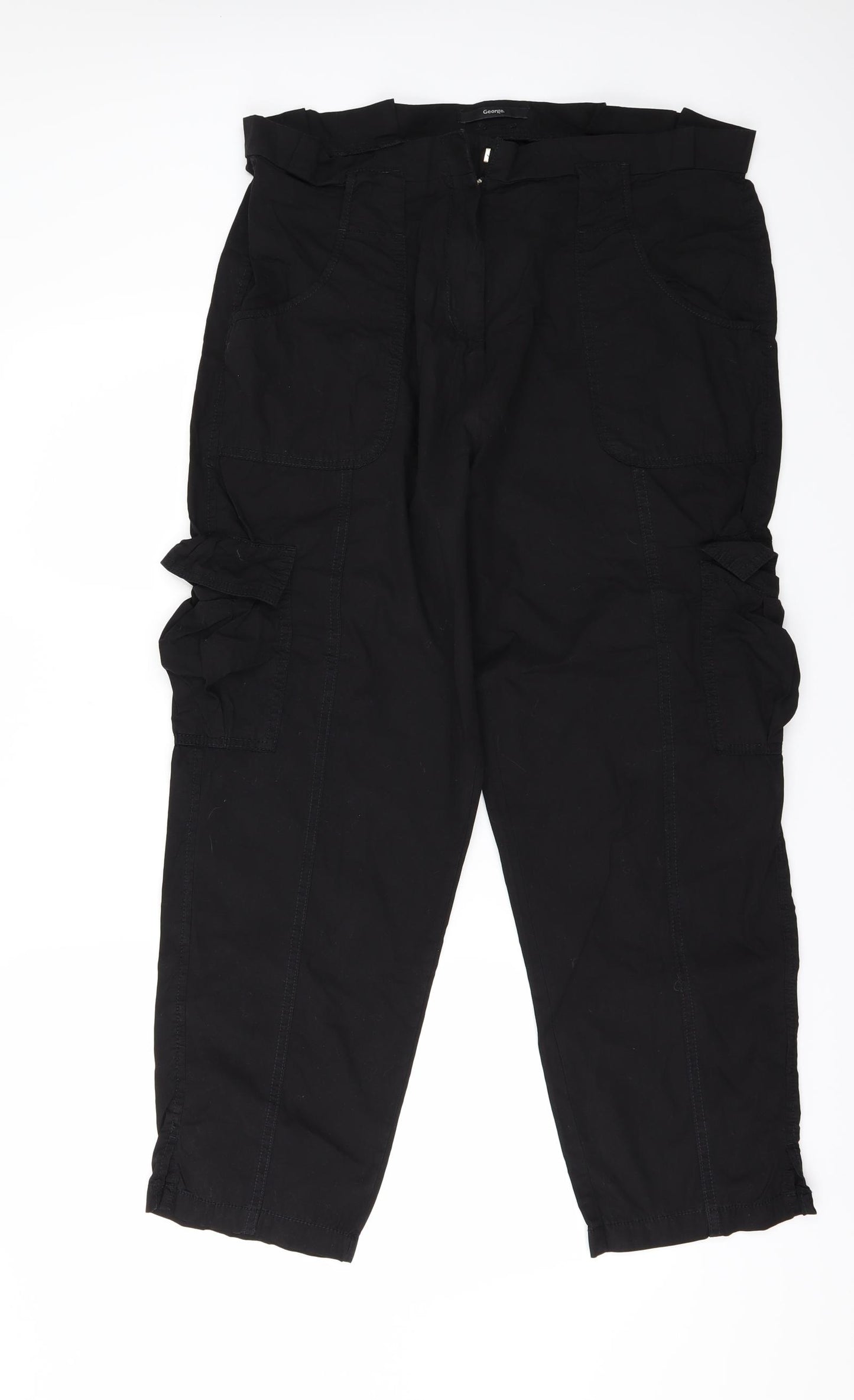 George Womens Black   Cargo Trousers Size 16 L27 in