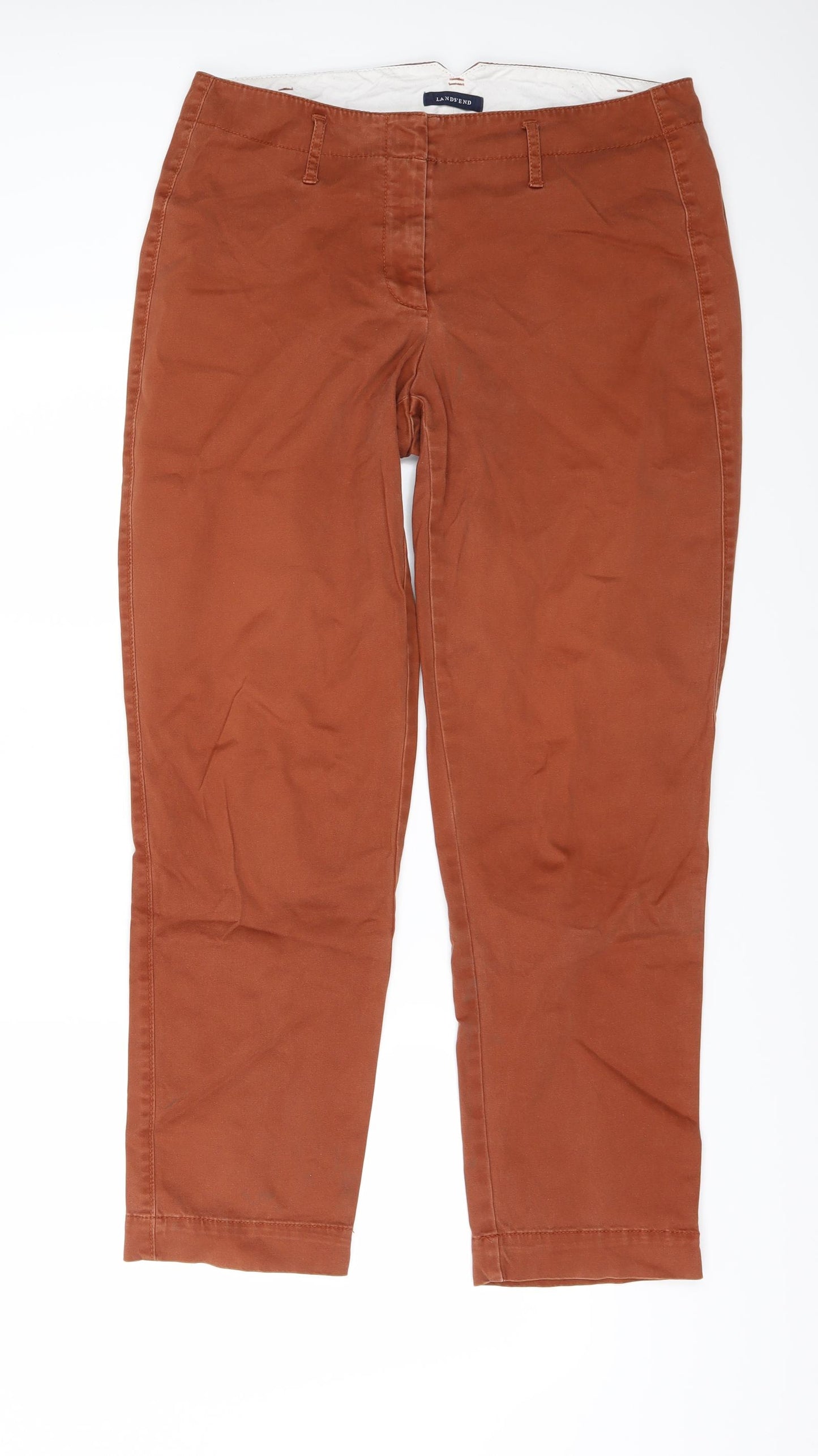 Lands' End Womens Orange  Denim Straight Jeans Size 8 L27 in