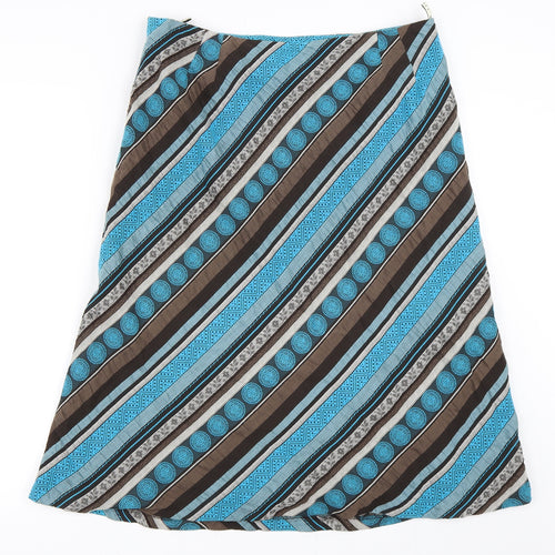 Minuet Womens Blue Geometric  A-Line Skirt Size 14
