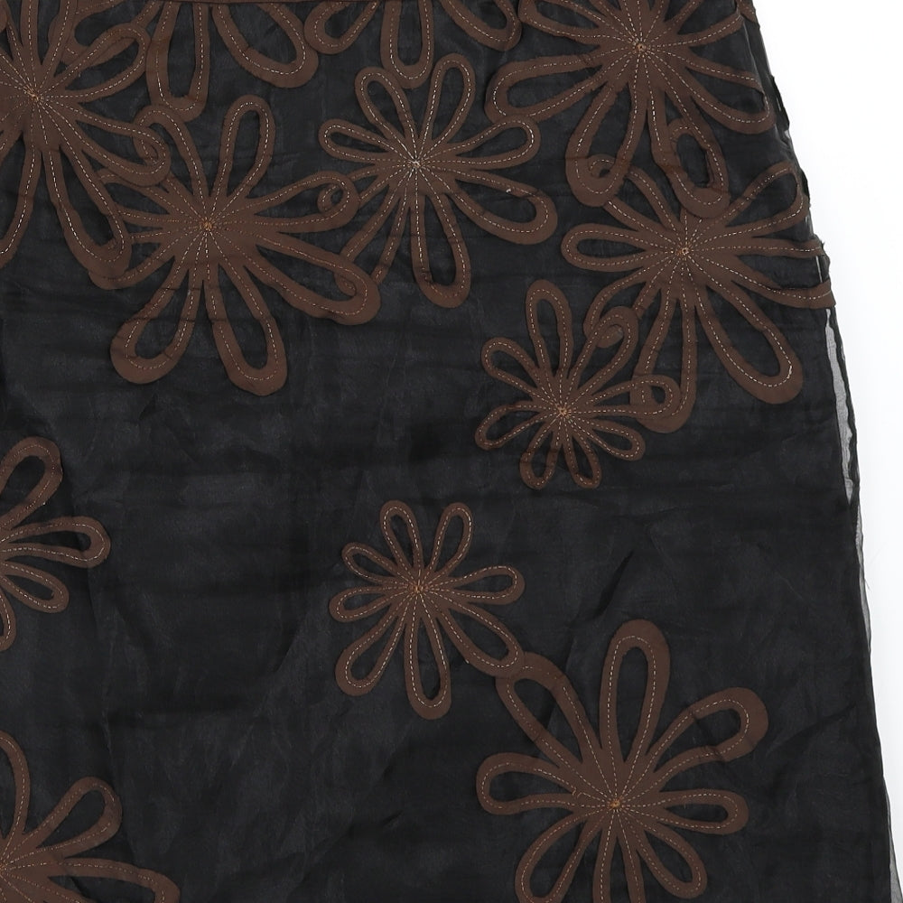 Preworn Womens Brown Floral  A-Line Skirt Size L
