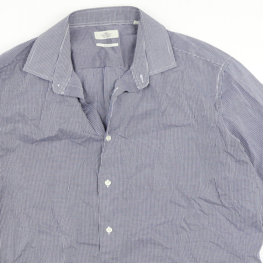 NEXT Mens Blue Check   Dress Shirt Size 16.5
