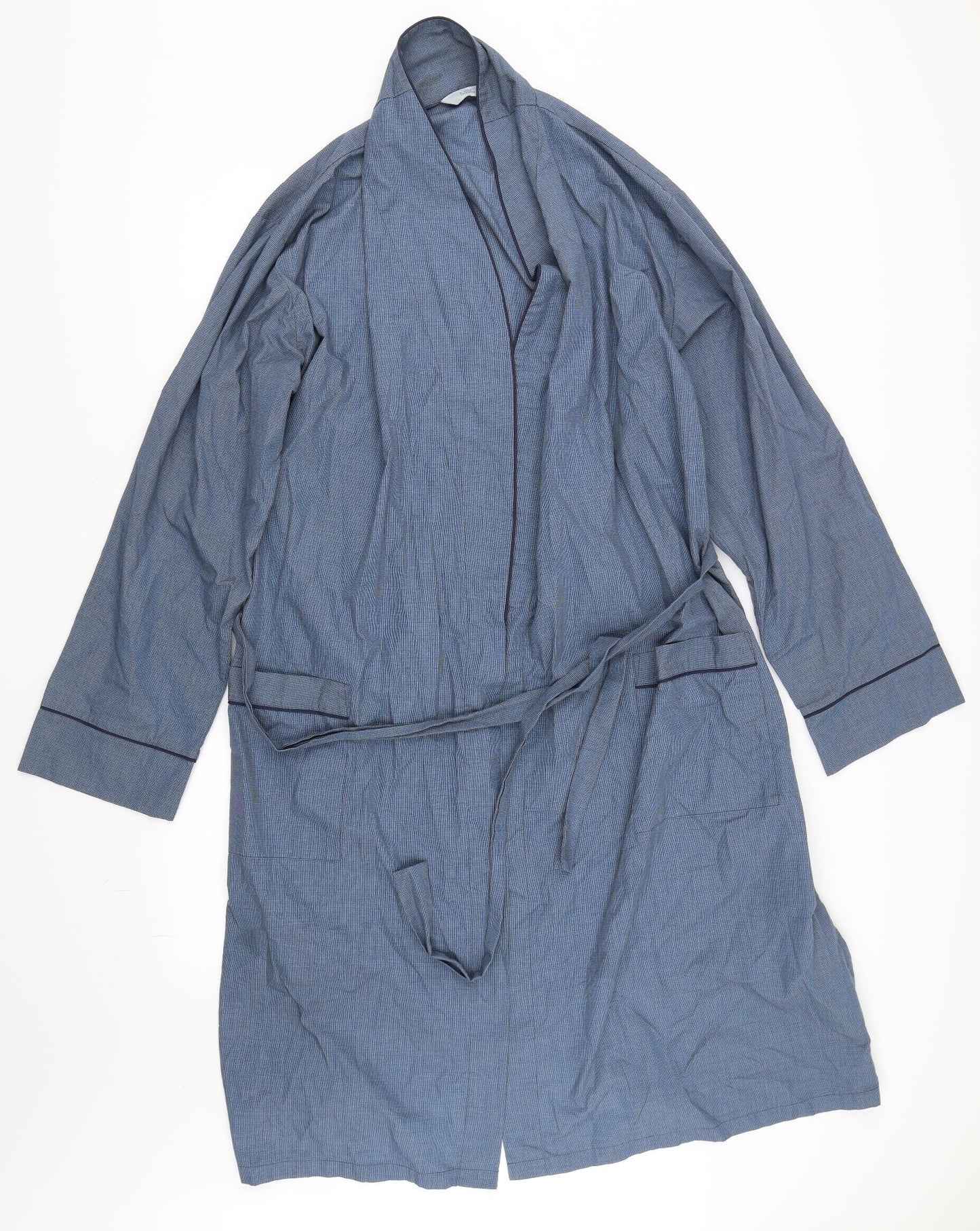 Marks and Spencer Mens Blue Check   Robe Size M