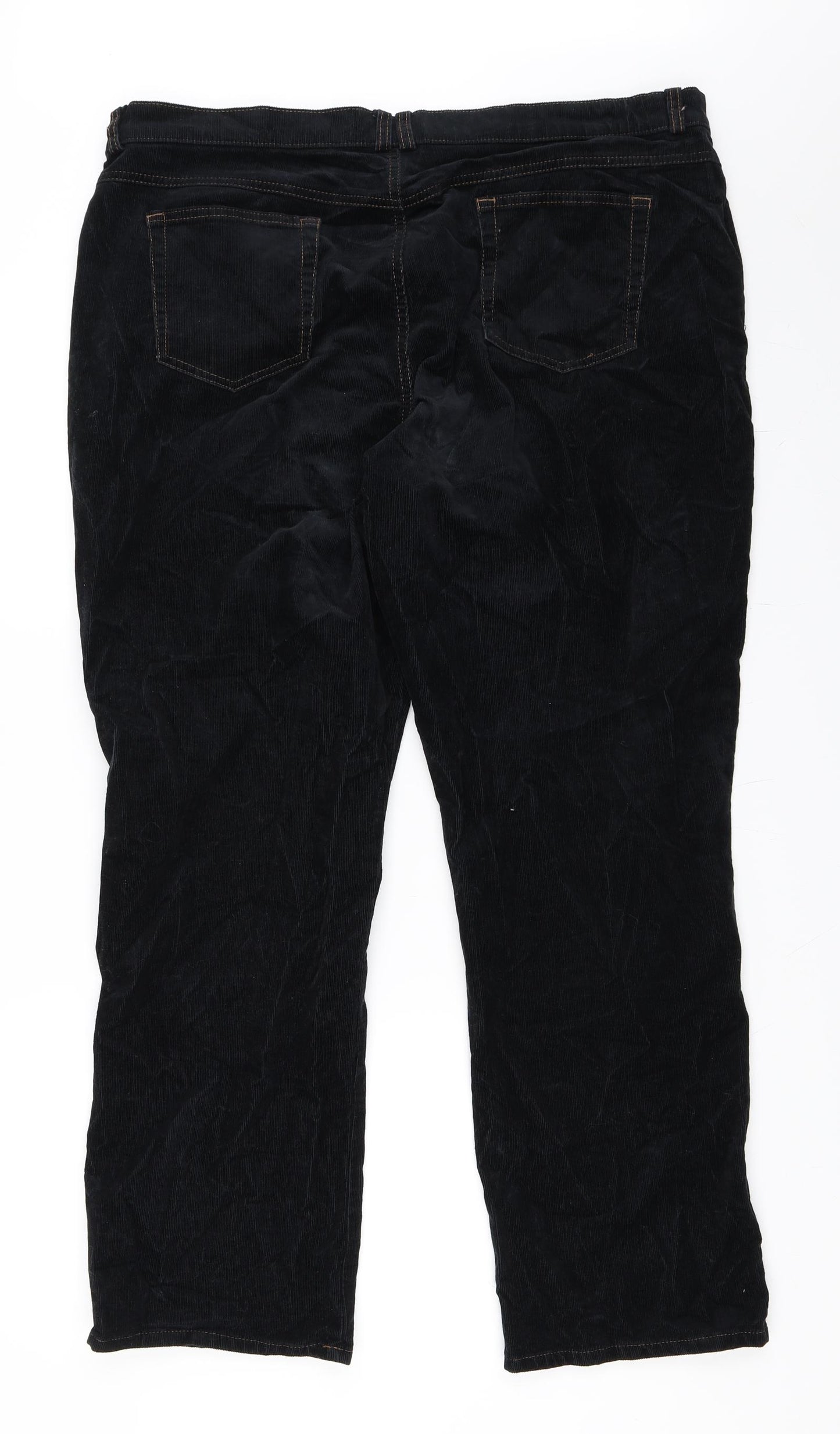 Marks and Spencer Womens Black  Corduroy Trousers  Size 20 L27.5 in