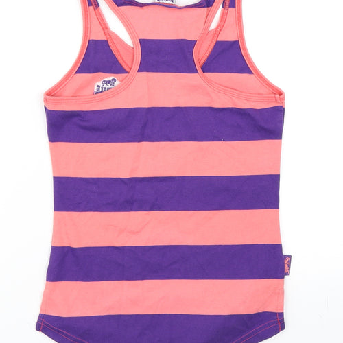 Lonsdale Girls Pink Striped  Basic Tank Size 9-10 Years
