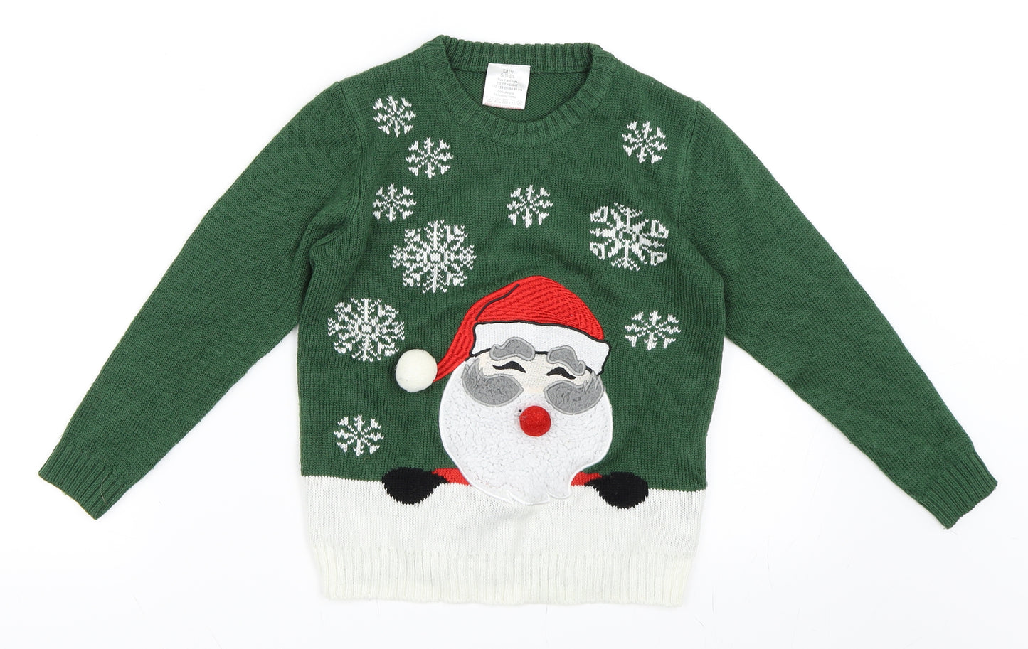 Lilly and Dan Boys Green   Pullover Jumper Size 7-8 Years  - Christmas Jumper