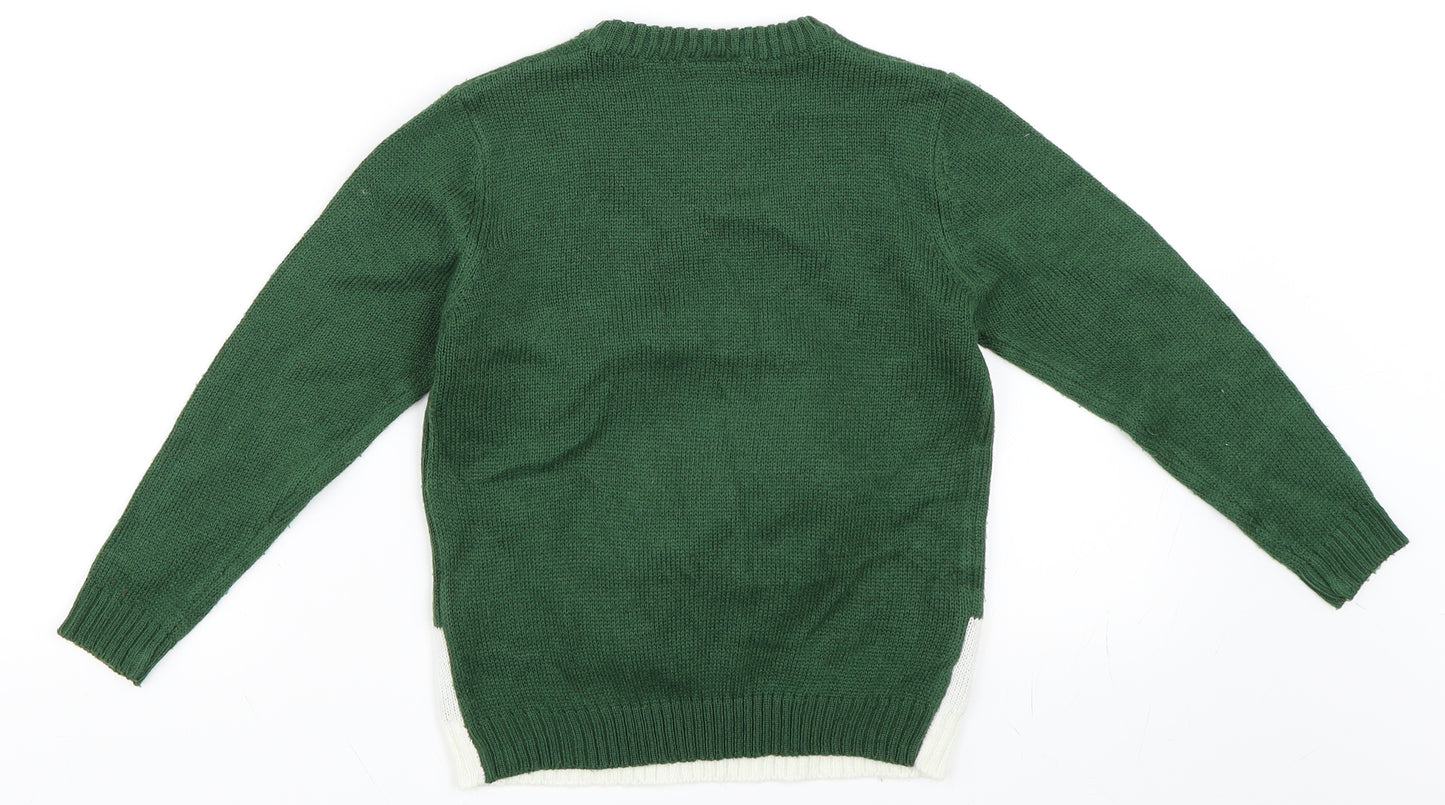 Lilly and Dan Boys Green   Pullover Jumper Size 7-8 Years  - Christmas Jumper
