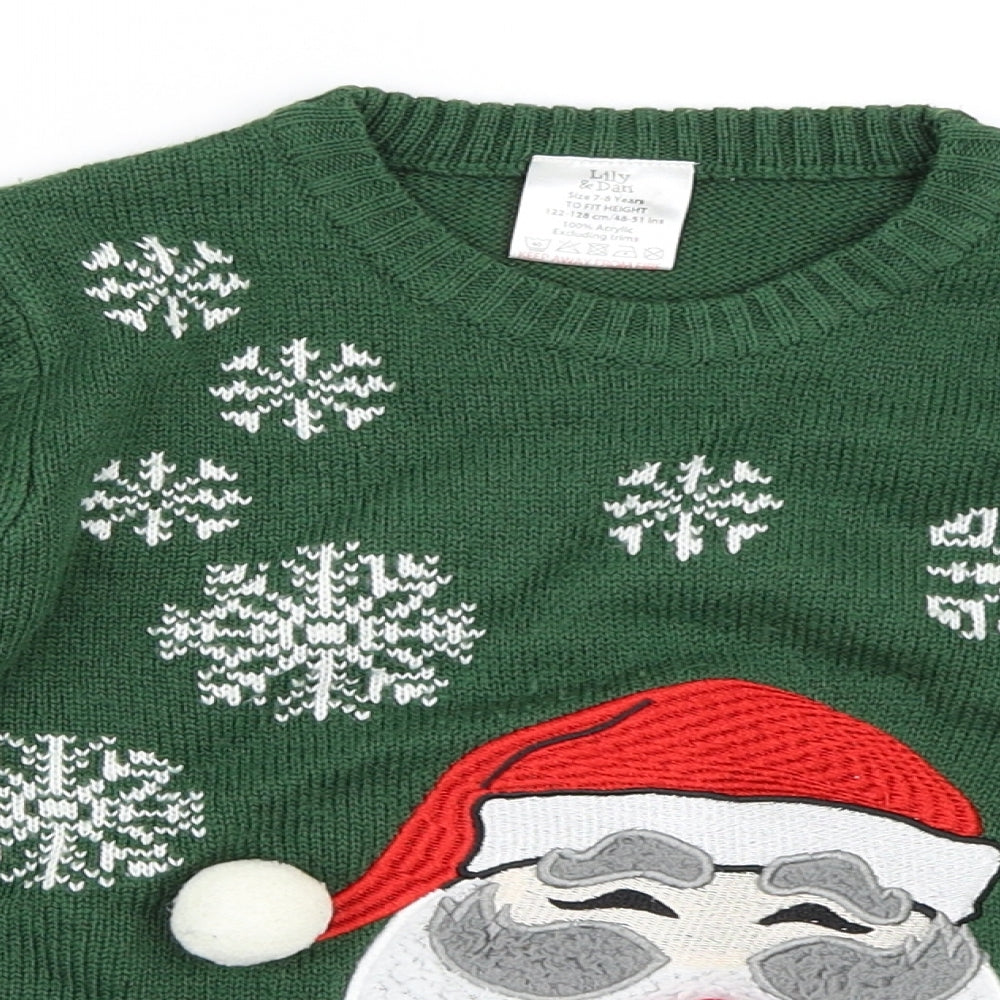 Lilly and Dan Boys Green   Pullover Jumper Size 7-8 Years  - Christmas Jumper