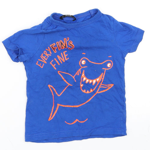 George Boys Blue   Basic T-Shirt Size 2-3 Years  - Shark