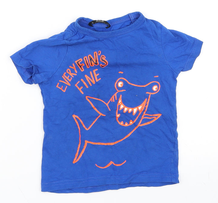 George Boys Blue Basic T-Shirt Size 2-3 Years - Shark