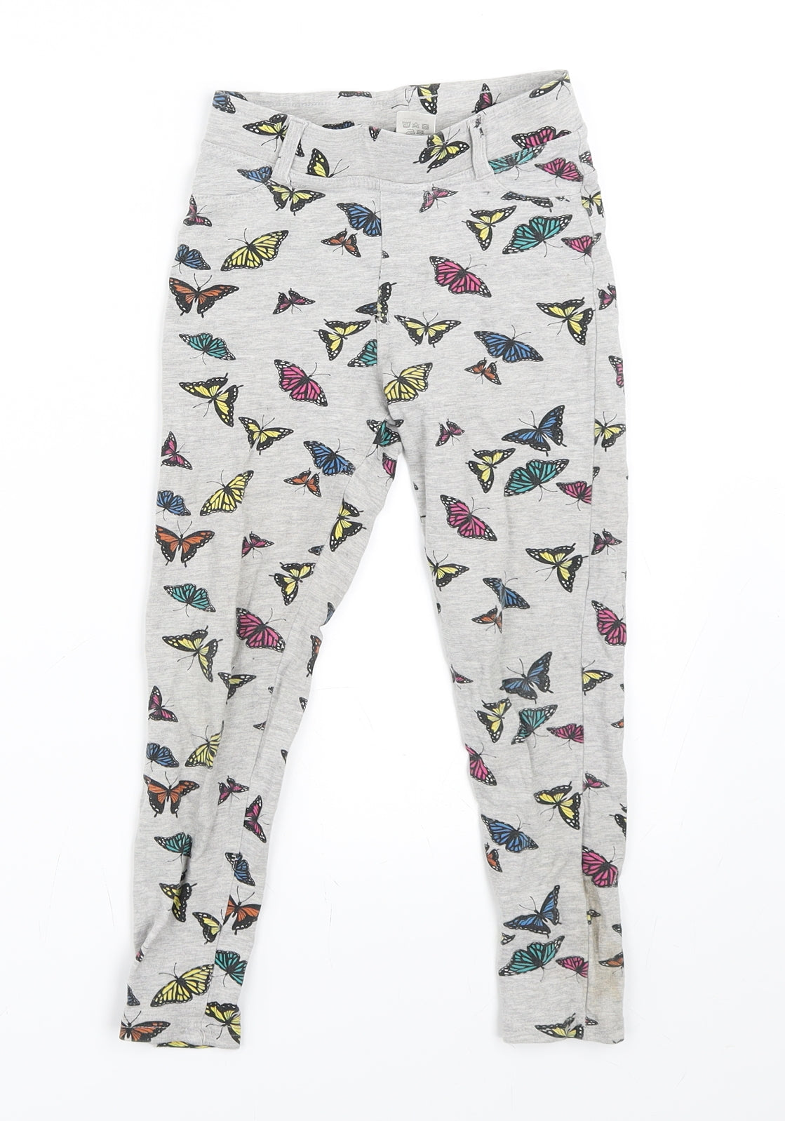 Matalan Girls Grey   Capri Trousers Size 7 Years - butterfly