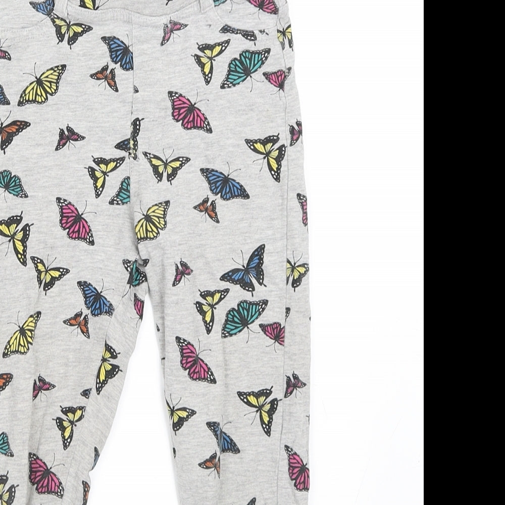 Matalan Girls Grey   Capri Trousers Size 7 Years - butterfly