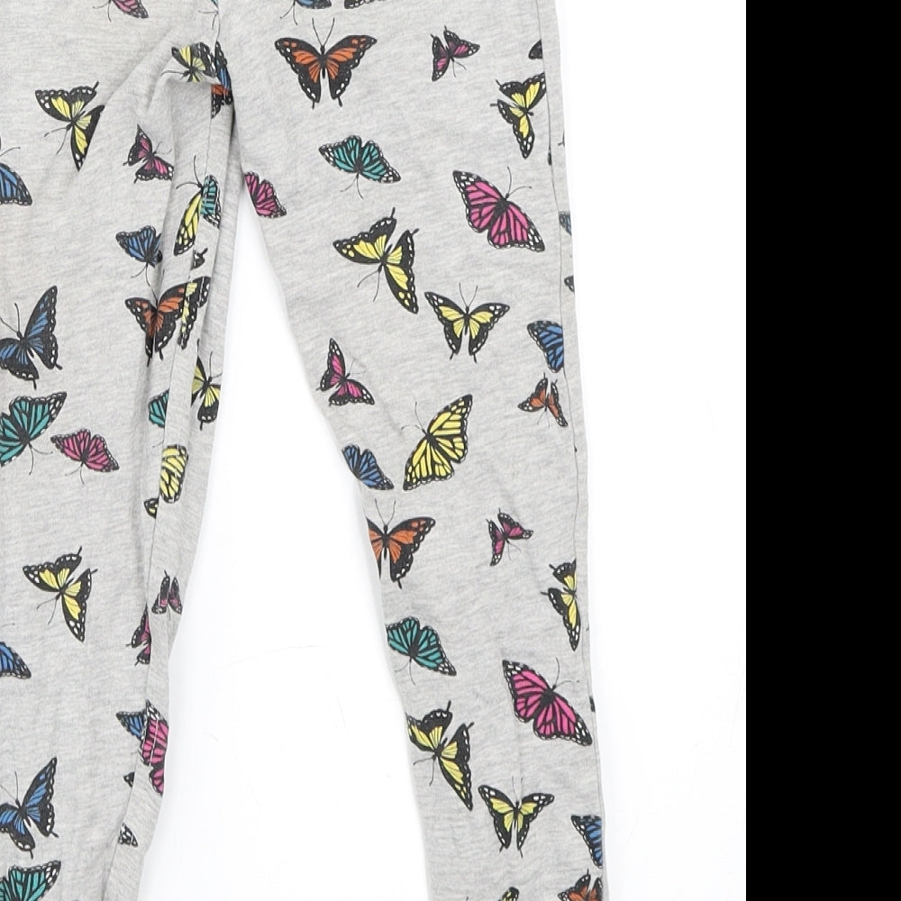 Matalan Girls Grey   Capri Trousers Size 7 Years - butterfly