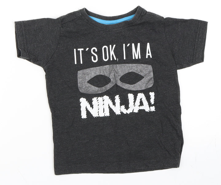 Urban Rascals Boys Grey Basic T-Shirt Size 3 Years - Ninja