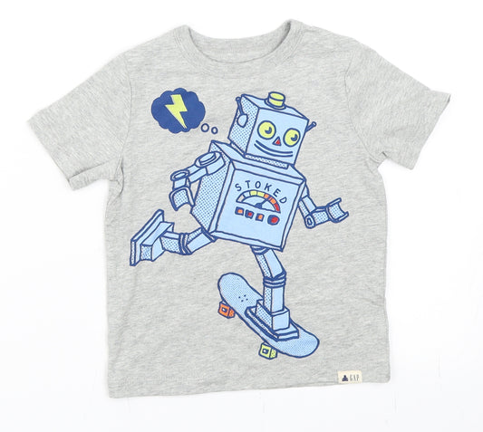 Front view of Gap boys’ grey basic t-shirt, size 2, years