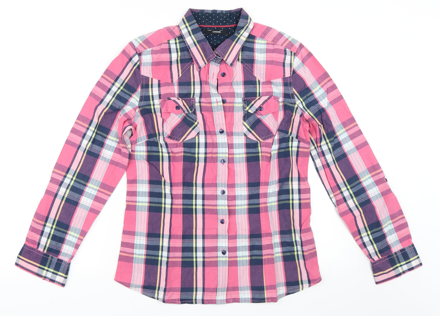 George Womens Pink Check  Basic Button-Up Size 10