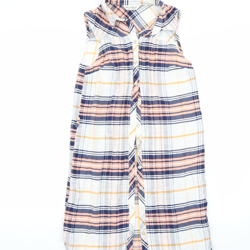 Miss Selfridge Womens White Check  Basic Button-Up Size 4