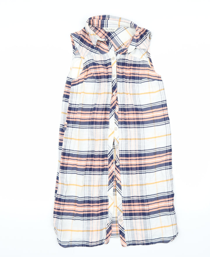 Miss Selfridge Womens White Check  Basic Button-Up Size 4