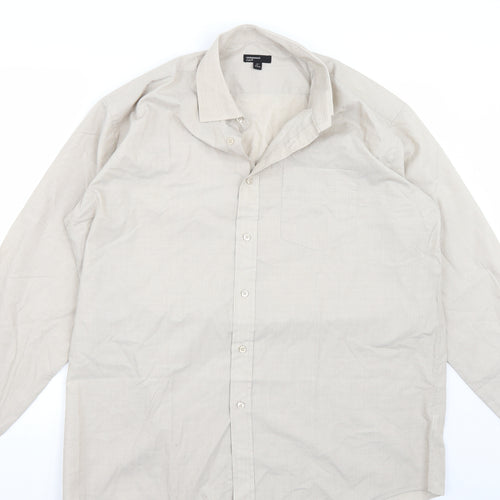 Cedar Wood Mens Beige    Button-Up Size 17