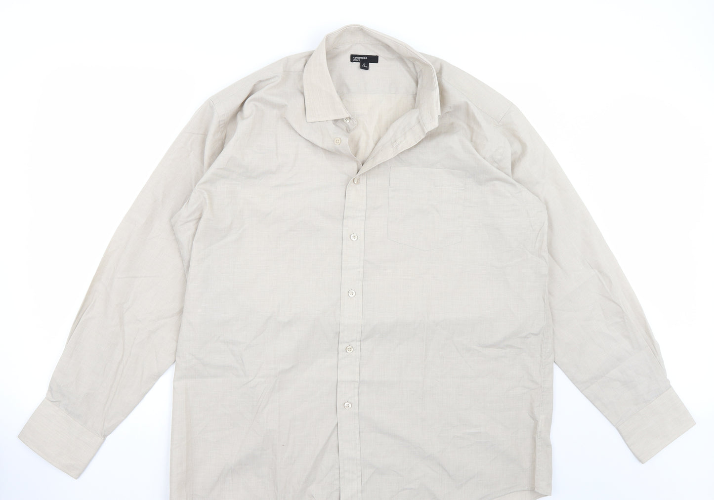 Cedar Wood Mens Beige    Button-Up Size 17