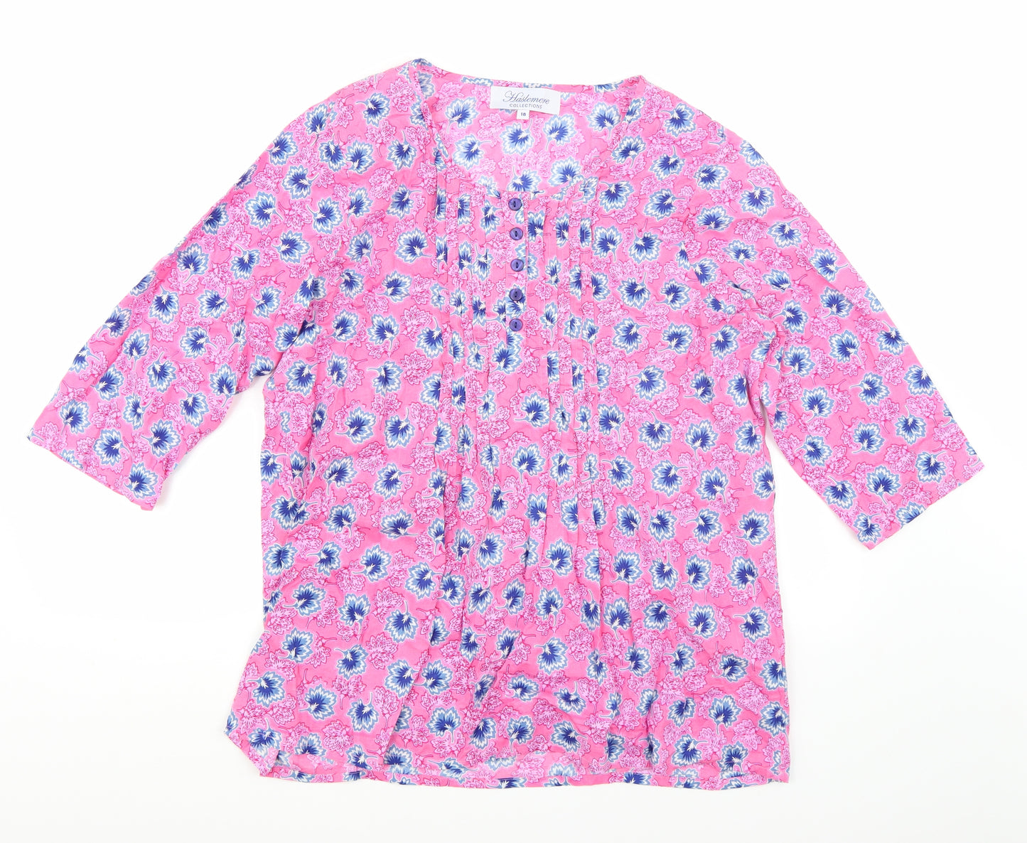 Heslemere Womens Pink Floral  Basic T-Shirt Size 16