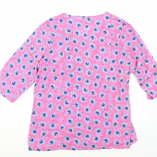 Heslemere Womens Pink Floral  Basic T-Shirt Size 16