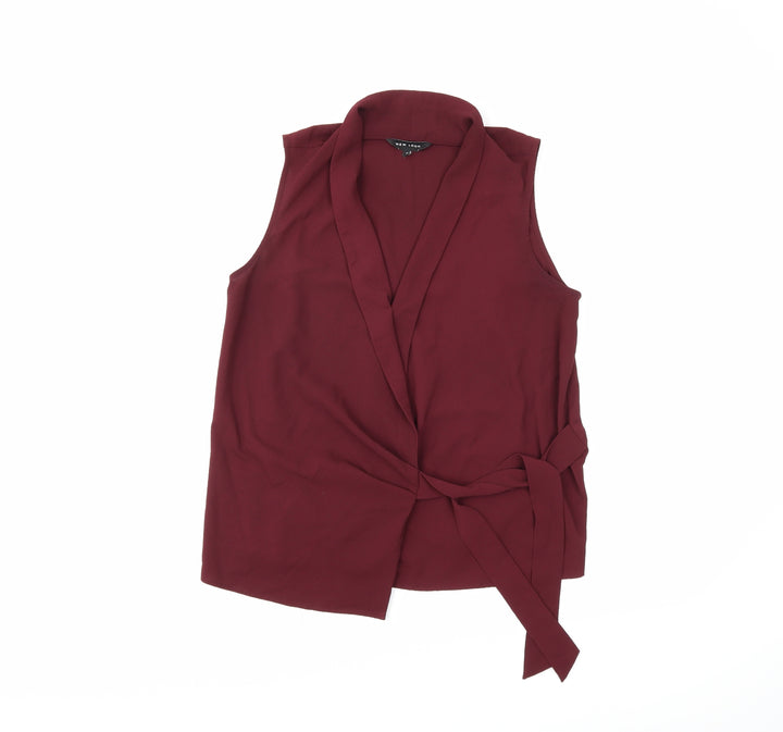 New Look Womens Red Basic Blouse Size 10