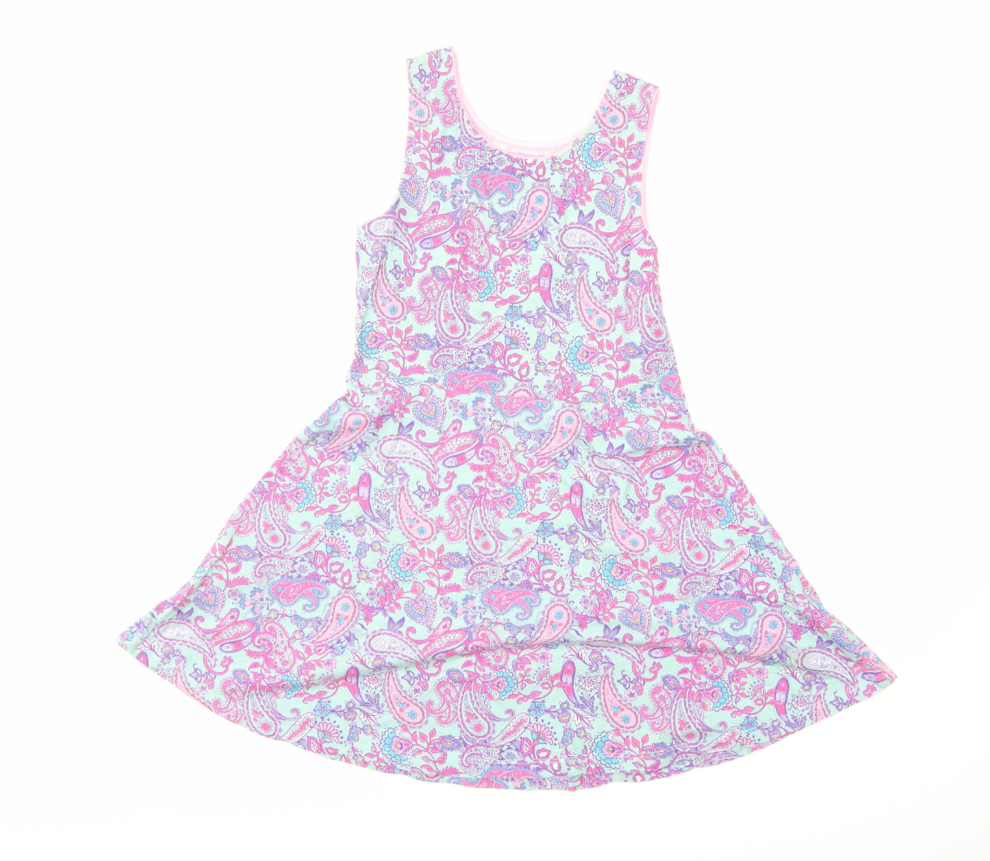 F&F Girls Blue Paisley  T-Shirt Dress  Size 9 Years